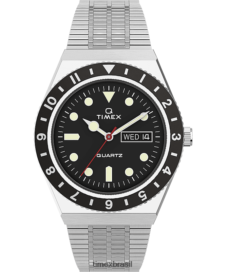 relógios | Q Timex homens reeditar relógio com pulseira de aço inoxidável de 38 mm XFN60X118 aço inoxidável/preto