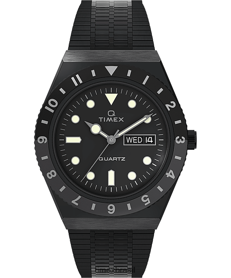 relógios | Q Timex homens reeditar relógio com pulseira de aço inoxidável de 38 mm XFN60X135 preto/aço inoxidável