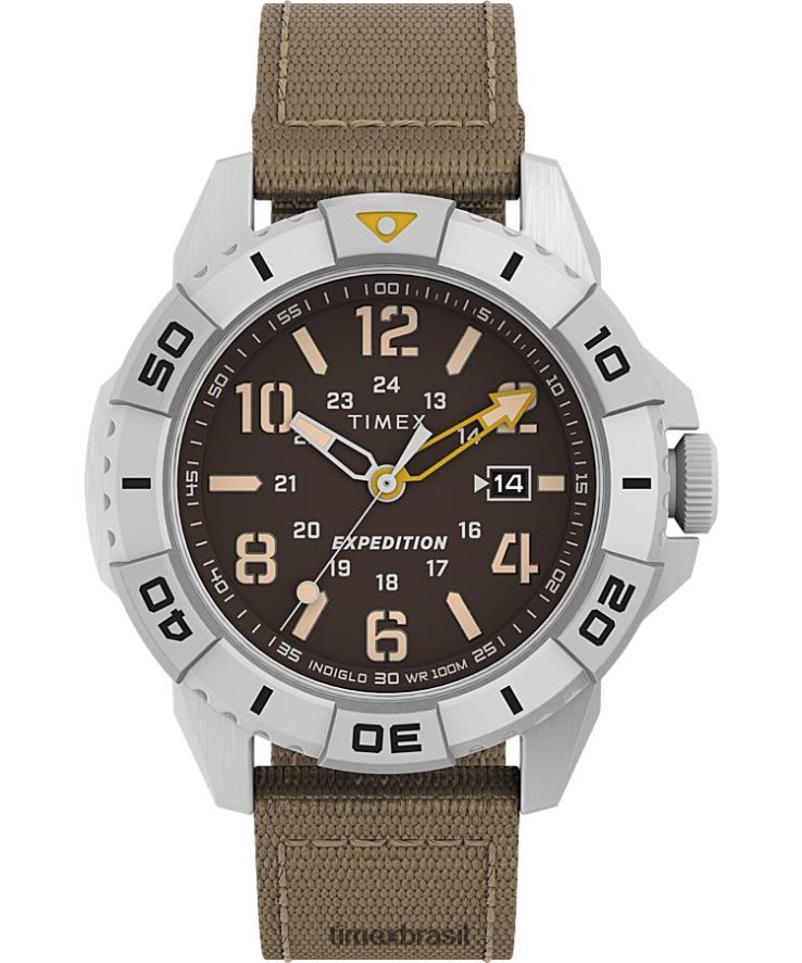 relógios | Timex homens Expedição North Ridge Relógio com pulseira de tecido com materiais reciclados de 42 mm XFN60X125 tom prateado/bronzeado/marrom