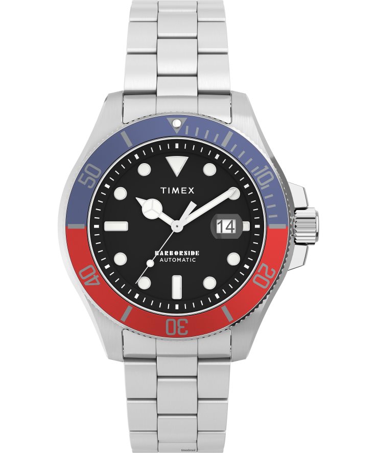 relógios | Timex homens Relógio automático com pulseira de aço inoxidável de 43 mm na costa do porto XFN60X128 prateado/aço inoxidável/azul/outros