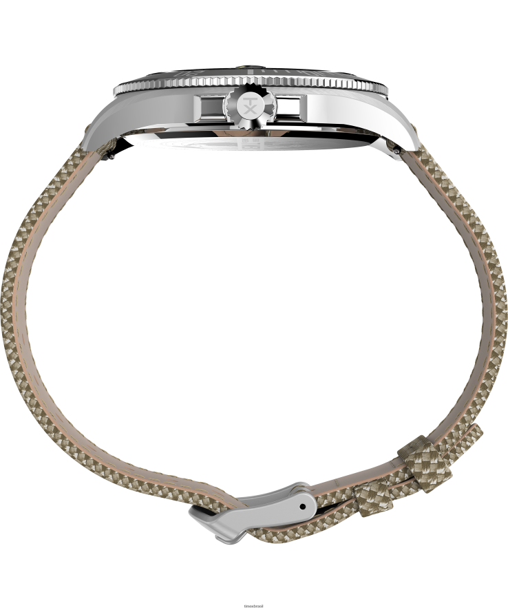 relógios | Timex homens relógio com pulseira de tecido 43 mm da costa do porto XFN60X117 tom prateado/bronzeado/preto