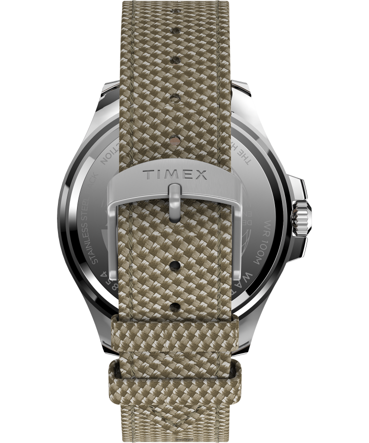 relógios | Timex homens relógio com pulseira de tecido 43 mm da costa do porto XFN60X117 tom prateado/bronzeado/preto