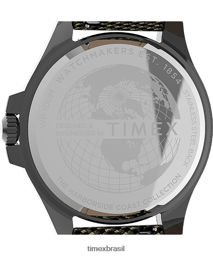 relógios | Timex homens relógio com pulseira de tecido 43 mm da costa do porto XFN60X126 bronze/verde/preto