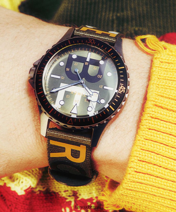 relógios | Timex homens relógio navi x iceberg com pulseira de tecido de 38 mm XFN60X111 titânio/verde