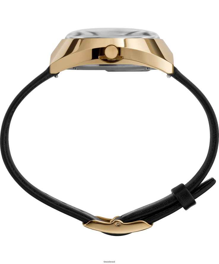 relógios | Q Timex homens Relógio com pulseira de couro 43x39mm reeditado em 1972 XFN60X67 tom dourado/preto/bordô