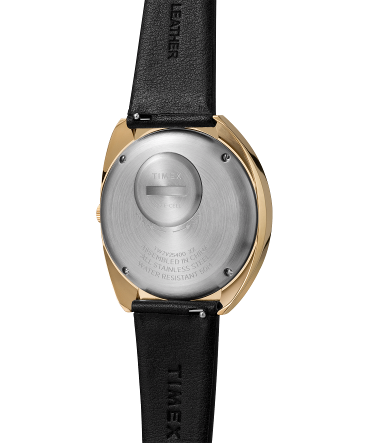 relógios | Q Timex homens Relógio com pulseira de couro 43x39mm reeditado em 1972 XFN60X67 tom dourado/preto/bordô