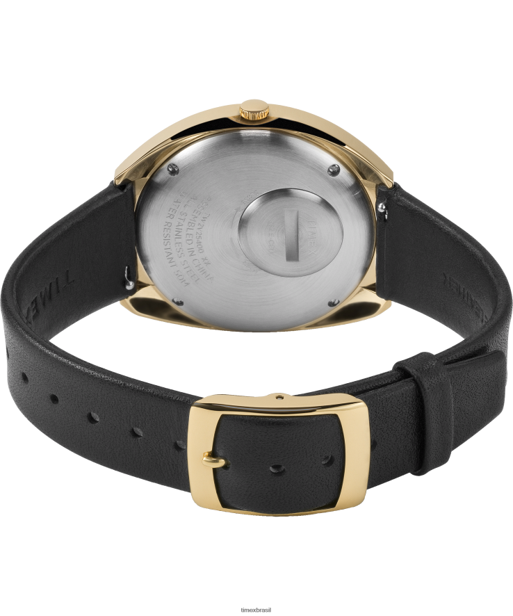 relógios | Q Timex homens Relógio com pulseira de couro 43x39mm reeditado em 1972 XFN60X67 tom dourado/preto/bordô
