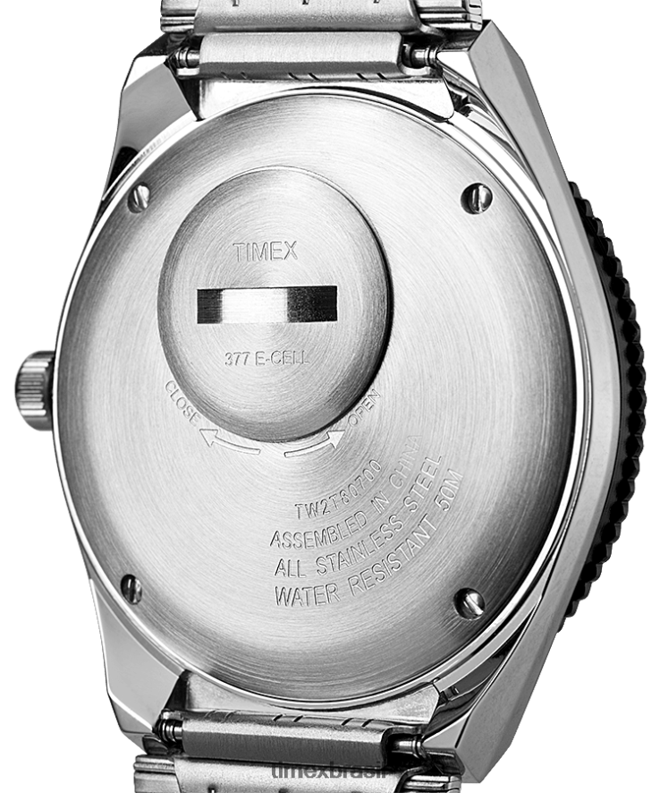 relógios | Q Timex homens reeditar relógio com pulseira de aço inoxidável de 38 mm XFN60X76 aço inoxidável/azul