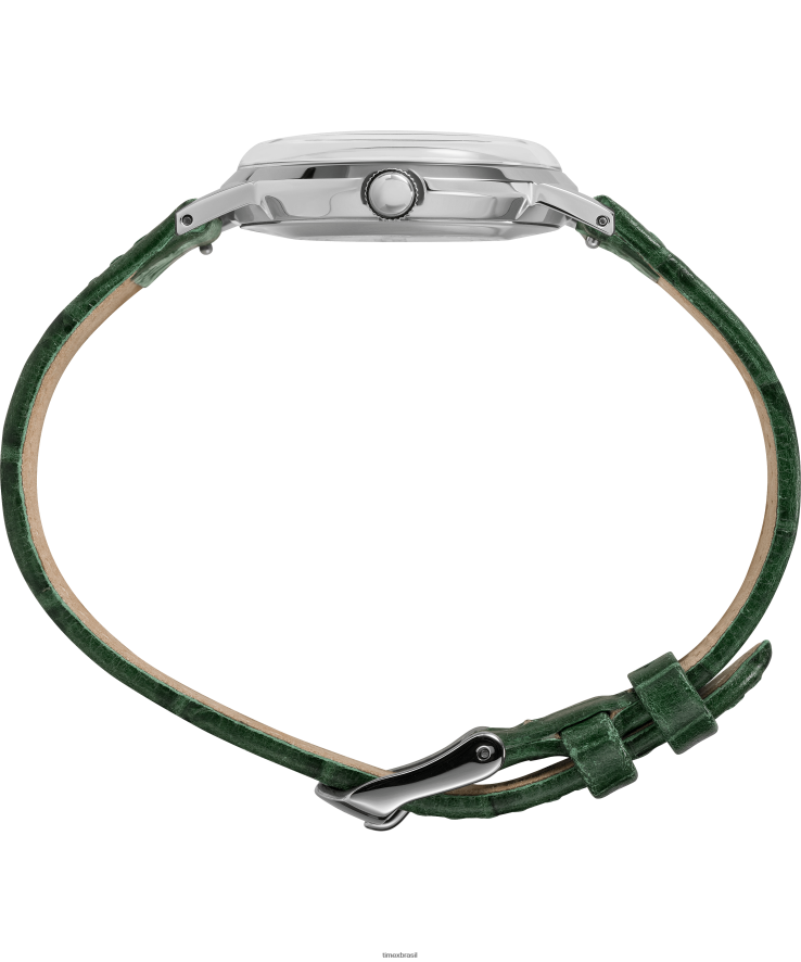 relógios | Timex homens relógio marlin com pulseira de couro com mostrador california de corda manual de 34 mm XFN60X68 aço inoxidável/verde/branco