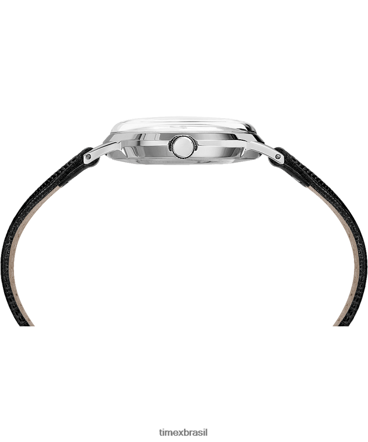 relógios | Timex homens relógio marlin com pulseira de couro de 34 mm de corda manual XFN60X77 preto/tom prateado