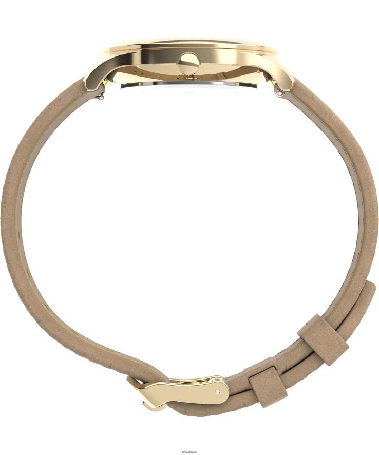 relógios | Timex mulheres relógio moderno com pulseira de couro de 32 mm XFN60X386 tom dourado/bronzeado/branco