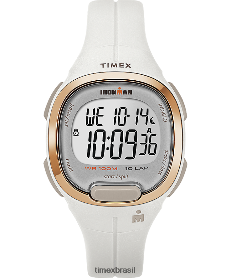 relógios | Timex mulheres Ironman Transit Relógio com pulseira de resina de tamanho médio de 33 mm XFN60X407 branco/rosa dourado