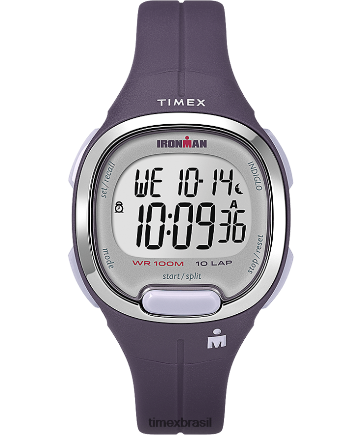 relógios | Timex mulheres Ironman Transit Relógio com pulseira de resina de tamanho médio de 33 mm XFN60X409 roxo/prateado