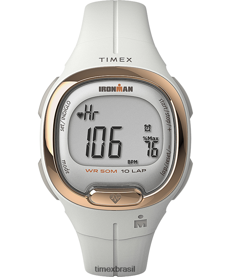 relógios | Timex mulheres ironman heartfit transit + pulseira de resina de 33 mm relógio de atividade e frequência cardíaca XFN60X403 branco/rosa dourado