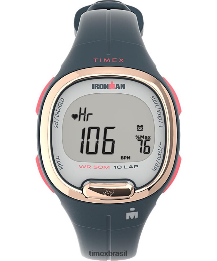 relógios | Timex mulheres ironman heartfit transit + pulseira de resina de 33 mm relógio de atividade e frequência cardíaca XFN60X404 azul/rosa dourado