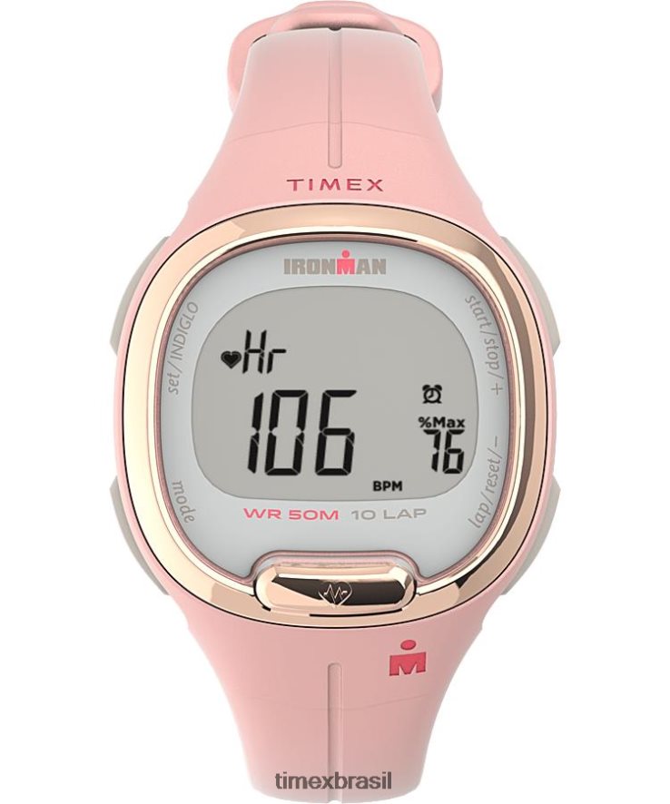 relógios | Timex mulheres ironman heartfit transit + pulseira de resina de 33 mm relógio de atividade e frequência cardíaca XFN60X405 tom rosa/rosa dourado