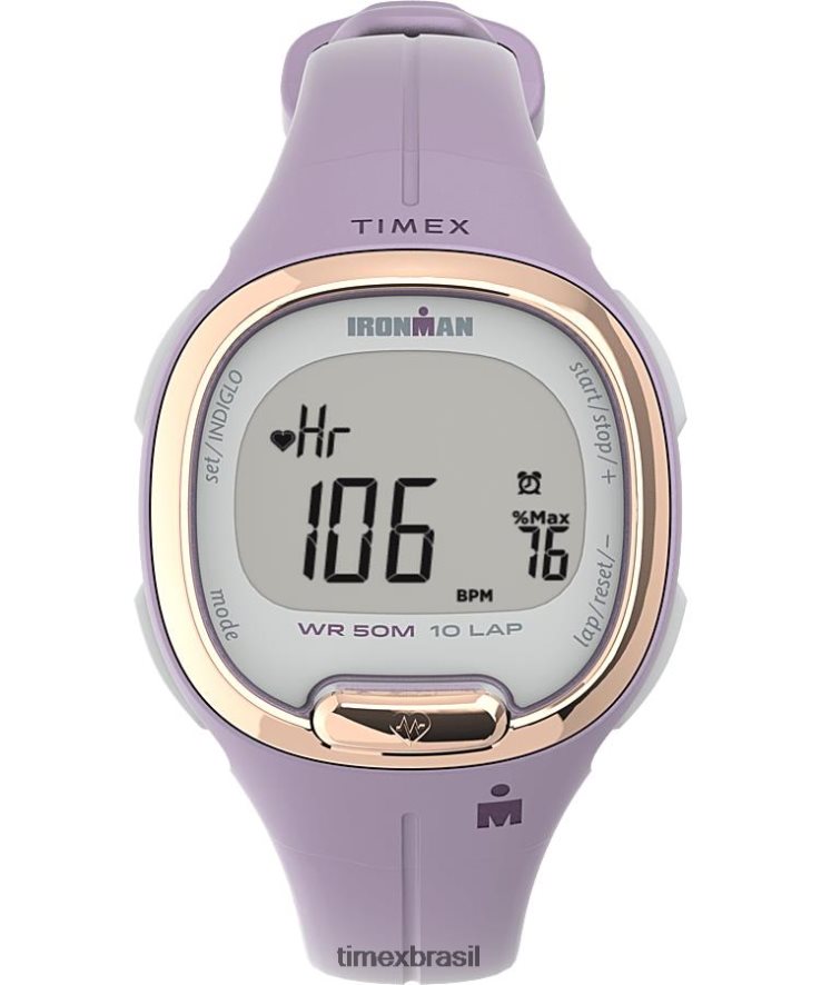 relógios | Timex mulheres ironman heartfit transit + pulseira de resina de 33 mm relógio de atividade e frequência cardíaca XFN60X410 tom roxo/rosa dourado
