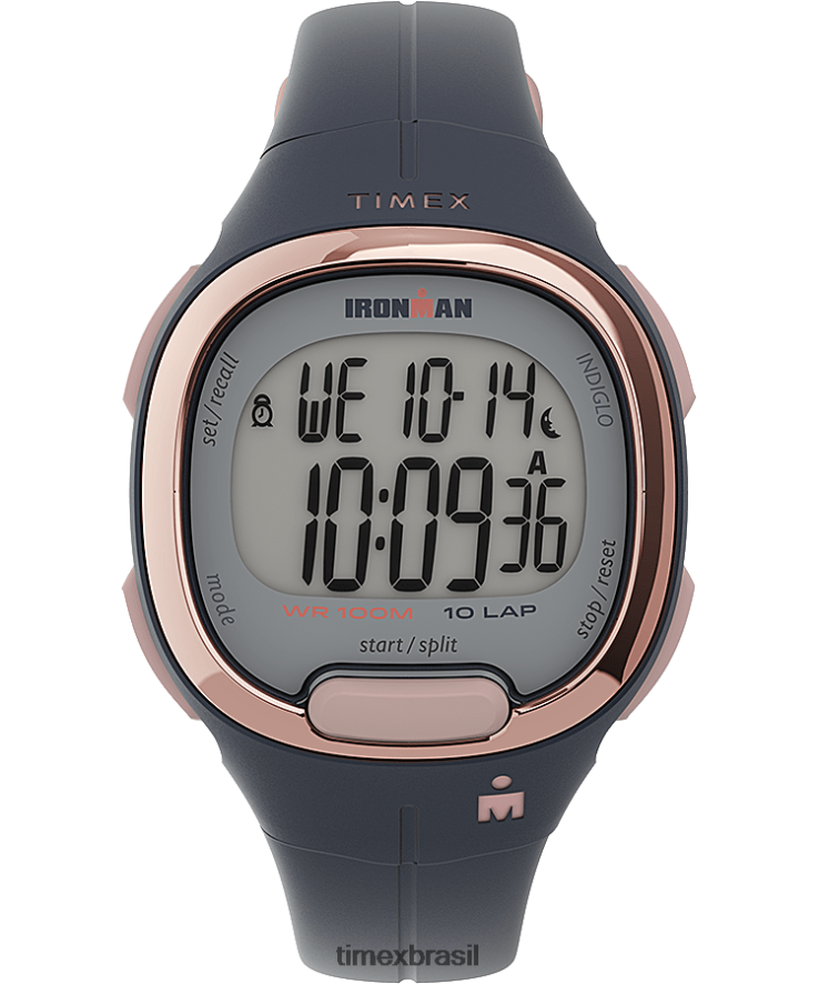 relógios | Timex mulheres relógio com pulseira de resina transit 33mm XFN60X408 azul marinho/rosa dourado