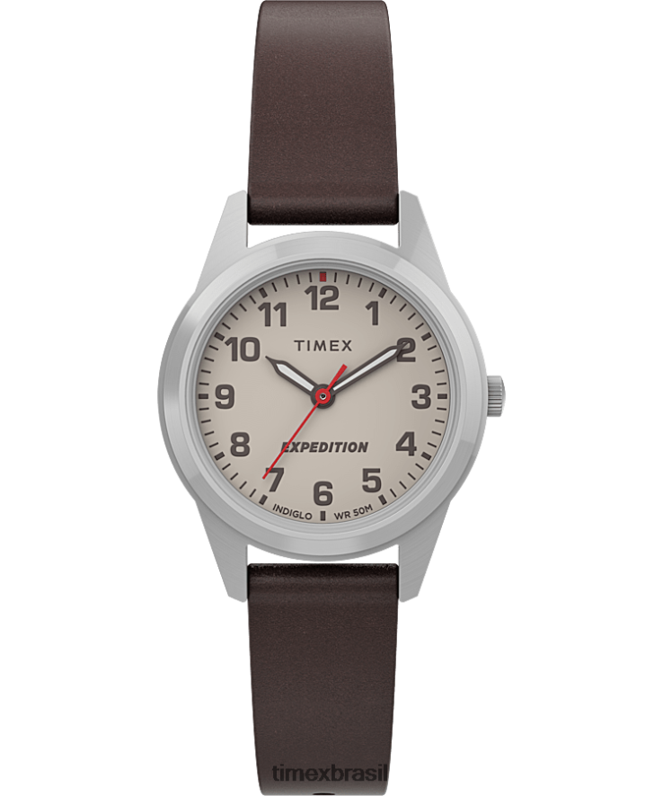 relógios | Timex mulheres Expedição Field Mini Relógio com Pulseira de Couro de 26mm XFN60X393 aço inoxidável/marrom/creme