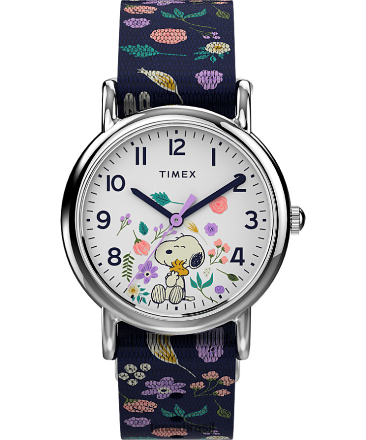 relógios | Timex mulheres Weekender x Peanuts Floral Relógio com pulseira de tecido de 31 mm XFN60X399 tom prateado/azul/branco