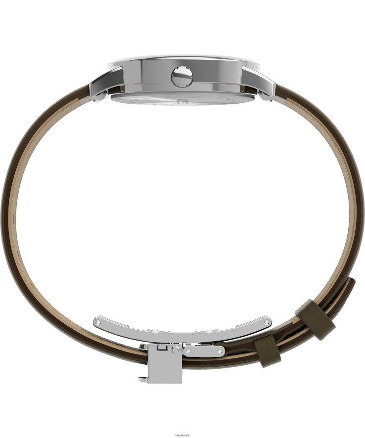 relógios | Timex mulheres easy reader relógio com pulseira de couro ajustável de 30 mm XFN60X396 tom prateado/marrom/creme