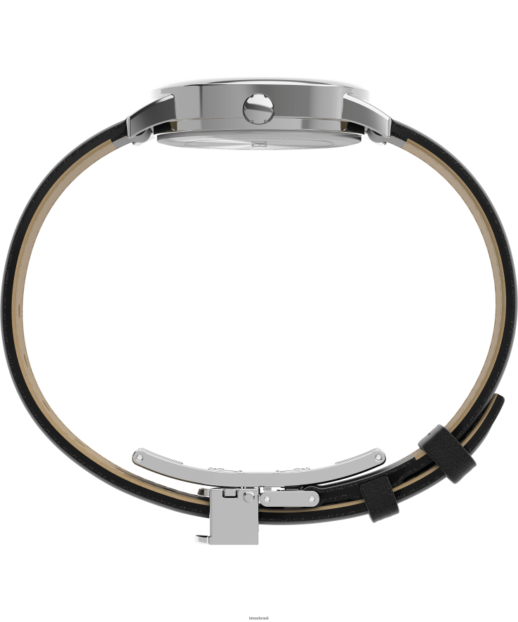 relógios | Timex mulheres easy reader relógio com pulseira de couro ajustável de 30 mm XFN60X397 tom prateado/preto/branco