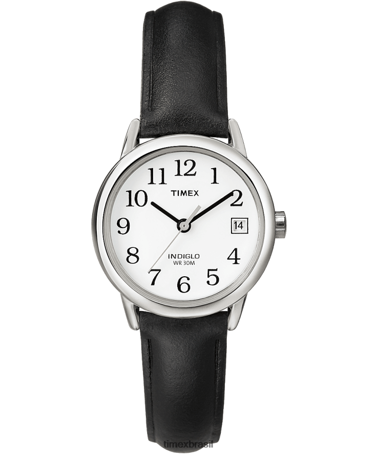 relógios | Timex mulheres relógio com pulseira de couro de 25 mm easy reader XFN60X389 tom prateado/preto/branco
