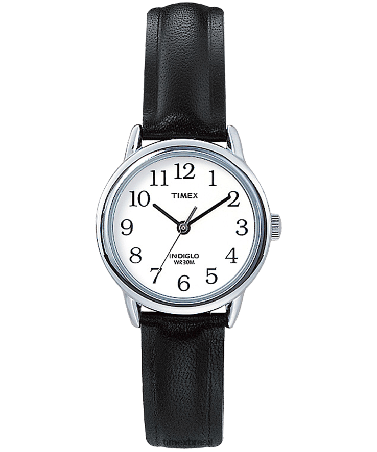relógios | Timex mulheres relógio com pulseira de couro de 25 mm easy reader XFN60X400 tom prateado/preto/branco