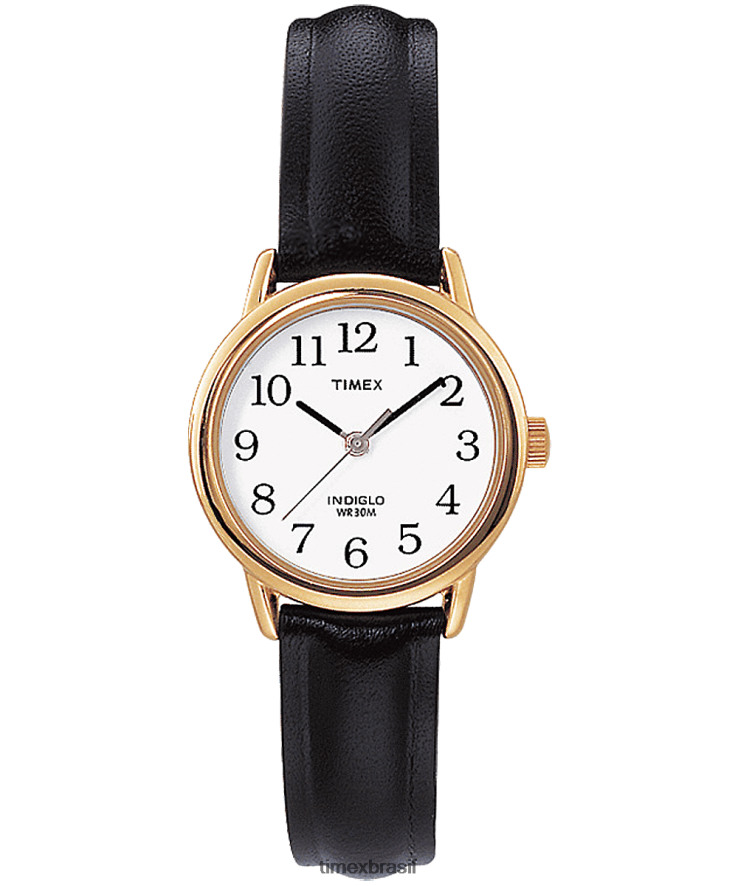 relógios | Timex mulheres relógio com pulseira de couro de 25 mm easy reader XFN60X401 tom dourado/preto/branco
