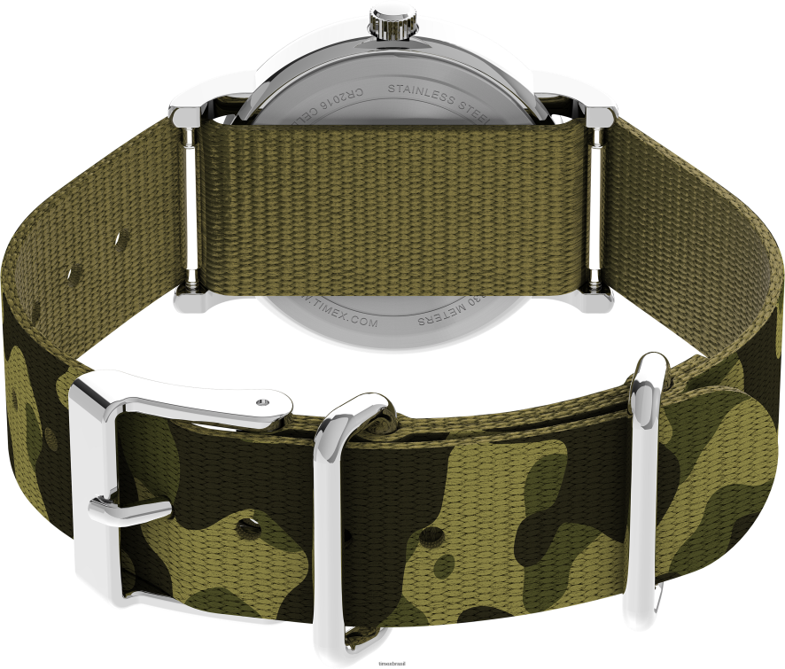 relógios | Timex mulheres relógio com pulseira de tecido de 31 mm da Weekender XFN60X391 tom prateado/verde/branco