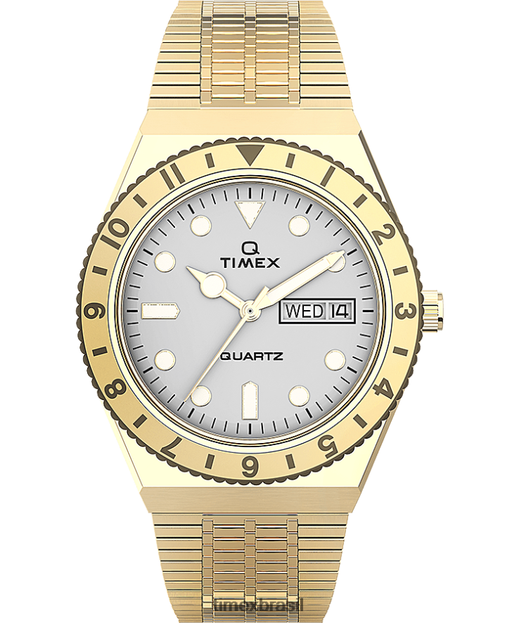 relógios | Q Timex mulheres Relógio com pulseira de aço inoxidável de 36 mm XFN60X349 tom dourado/creme
