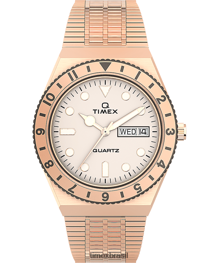 relógios | Q Timex mulheres Relógio com pulseira de aço inoxidável de 36 mm XFN60X368 tom rosa dourado/creme
