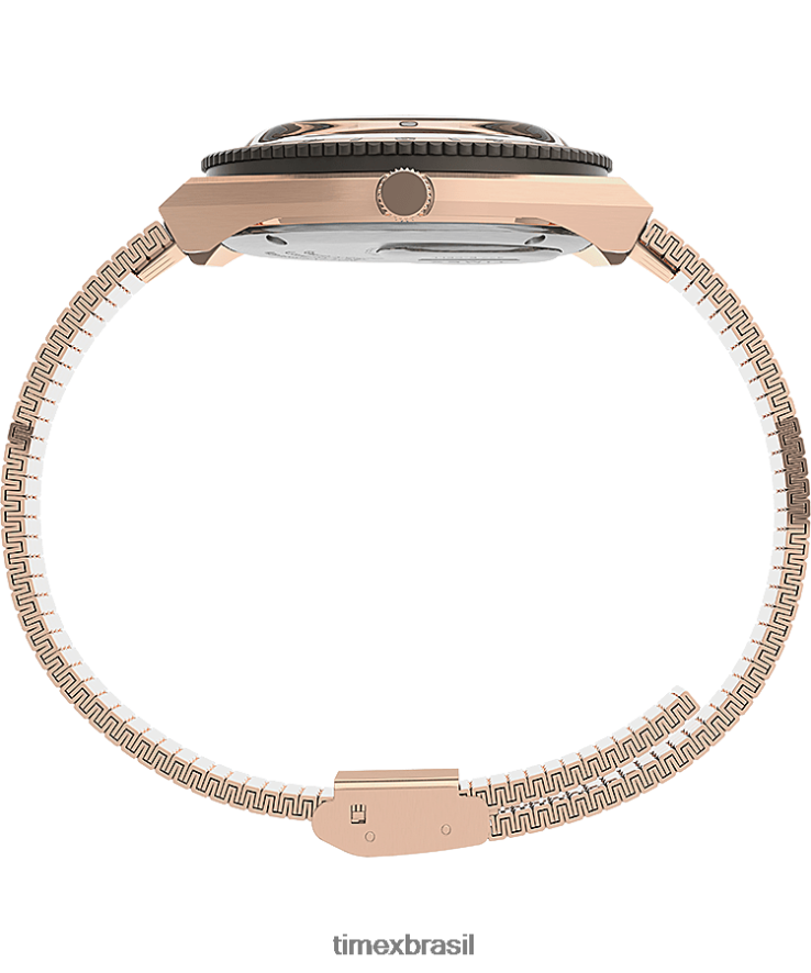 relógios | Q Timex mulheres Relógio com pulseira de aço inoxidável de 36 mm XFN60X368 tom rosa dourado/creme