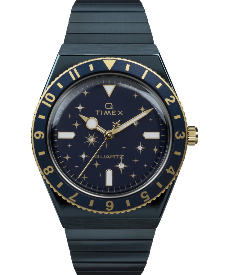 relógios | Q Timex mulheres relógio com banda de expansão de aço inoxidável celestial de 36 mm XFN60X327 azul