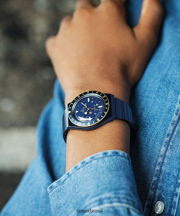 relógios | Q Timex mulheres relógio com banda de expansão de aço inoxidável celestial de 36 mm XFN60X327 azul