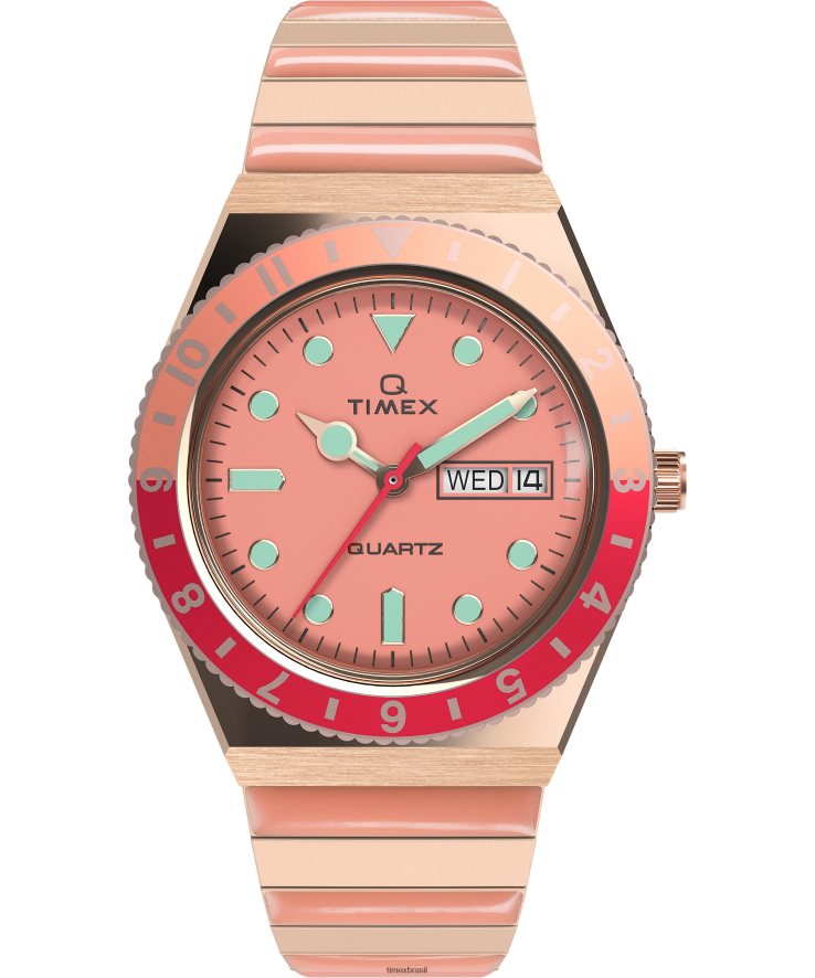 relógios | Q Timex mulheres relógio com pulseira de expansão em aço inoxidável malibu 36mm XFN60X342 tom rosa dourado/rosa