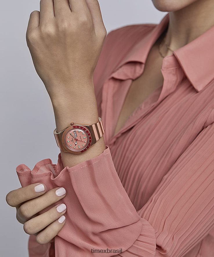 relógios | Q Timex mulheres relógio com pulseira de expansão em aço inoxidável malibu 36mm XFN60X342 tom rosa dourado/rosa