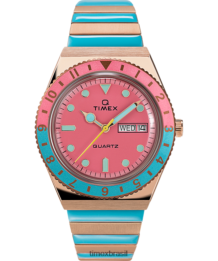 relógios | Q Timex mulheres relógio com pulseira de expansão em aço inoxidável malibu 36mm XFN60X367 tom rosa dourado/dois tons/rosa