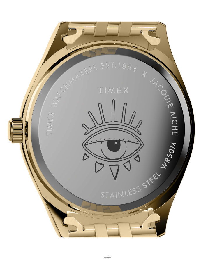 relógios | Timex mulheres Legacy x Jacquie Aiche Mostrador Goldstone com Tribe Eye Relógio de 36 mm XFN60X320 tom dourado/preto