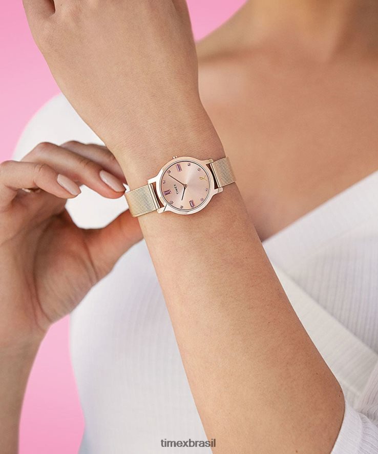 relógios | Timex mulheres Relógio transcend x bcrf com pulseira de aço inoxidável de 31 mm XFN60X332 tom rosa dourado/rosa