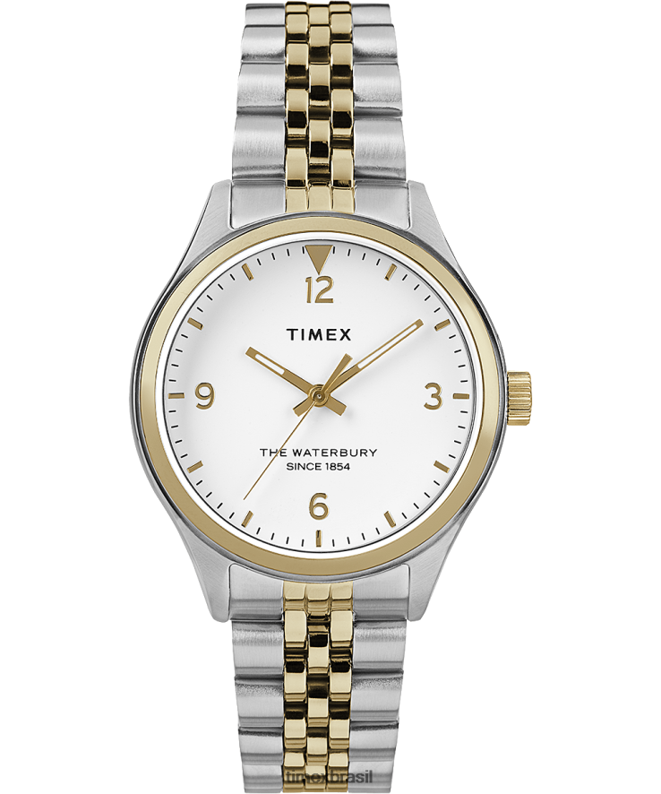 relógios | Timex mulheres Waterbury tradicional relógio com pulseira de aço inoxidável de 34 mm XFN60X373 bicolor/branco
