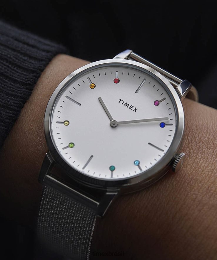 relógios | Timex mulheres relógio com pulseira de aço inoxidável de 36 mm no centro da cidade XFN60X329 aço inoxidável/tom prateado