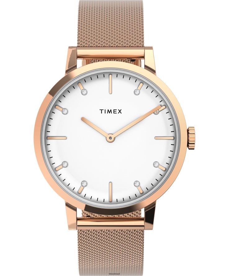 relógios | Timex mulheres relógio com pulseira de aço inoxidável de 36 mm no centro da cidade XFN60X330 tom rosa dourado/tom prateado
