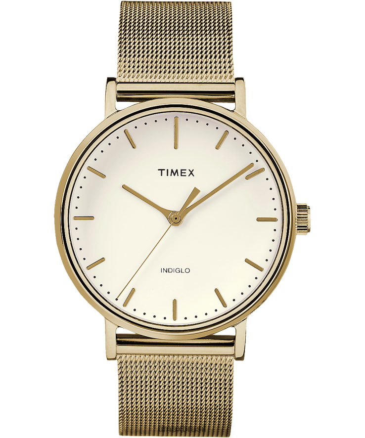 relógios | Timex mulheres relógio com pulseira de malha fairfield 37mm XFN60X350 tom dourado/natural