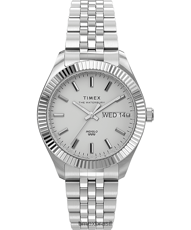 relógios | Timex mulheres relógio legado boyfriend com pulseira de aço inoxidável de 36 mm XFN60X378 em aço inoxidável/branco