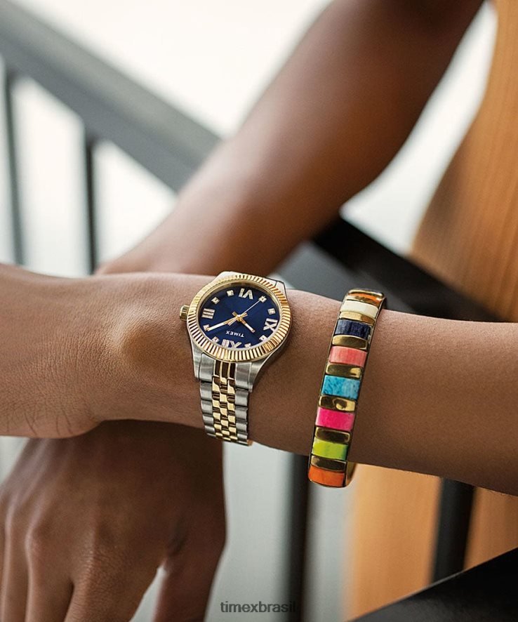 relógios | Timex mulheres relógio legado com pulseira de aço inoxidável de 34 mm XFN60X323 tom dourado/preto