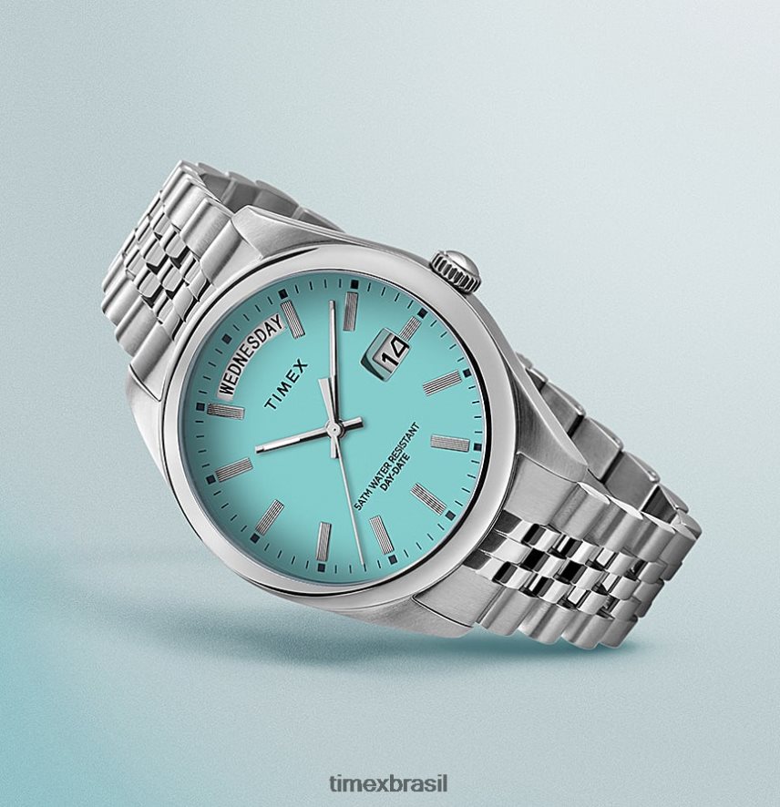 relógios | Timex mulheres relógio legado com pulseira de aço inoxidável de 36 mm com dia e data XFN60X375 tom prateado/azul