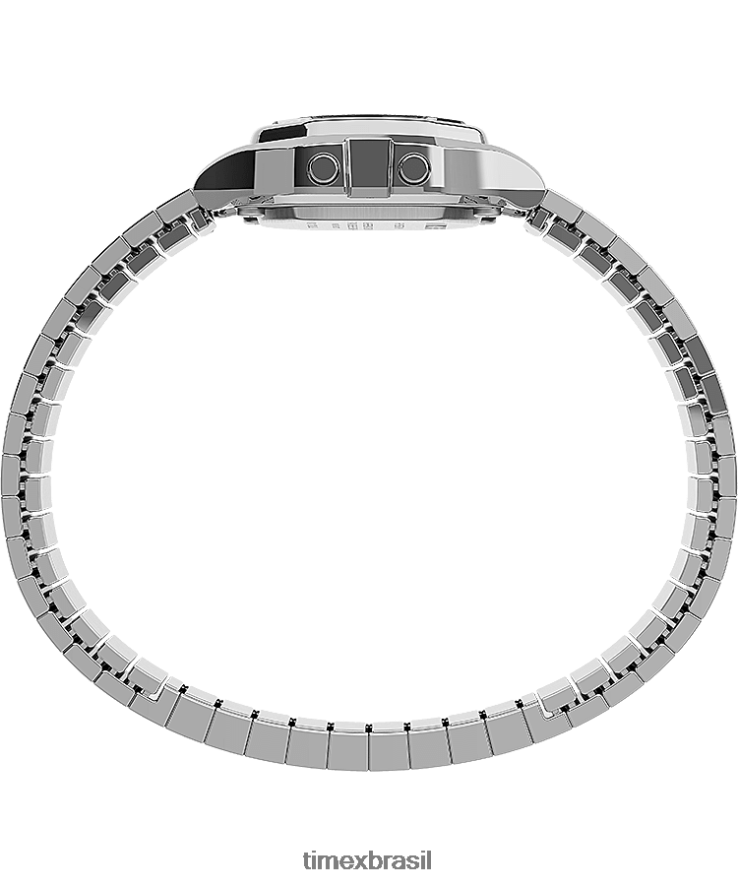 relógios | Timex mulheres t80 mini relógio com banda de expansão de aço inoxidável de 27 mm XFN60X346 prateado/aço inoxidável