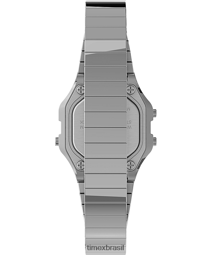 relógios | Timex mulheres t80 mini relógio com banda de expansão de aço inoxidável de 27 mm XFN60X346 prateado/aço inoxidável