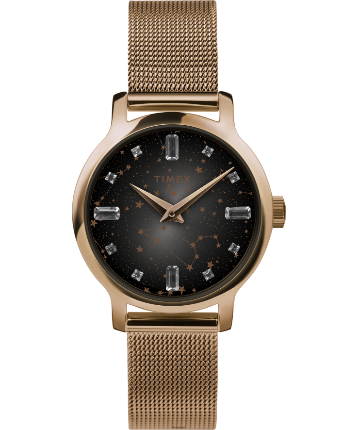 relógios | Timex mulheres transcende celestial relógio com pulseira de aço inoxidável de 31 mm XFN60X354 tom rosa dourado/preto